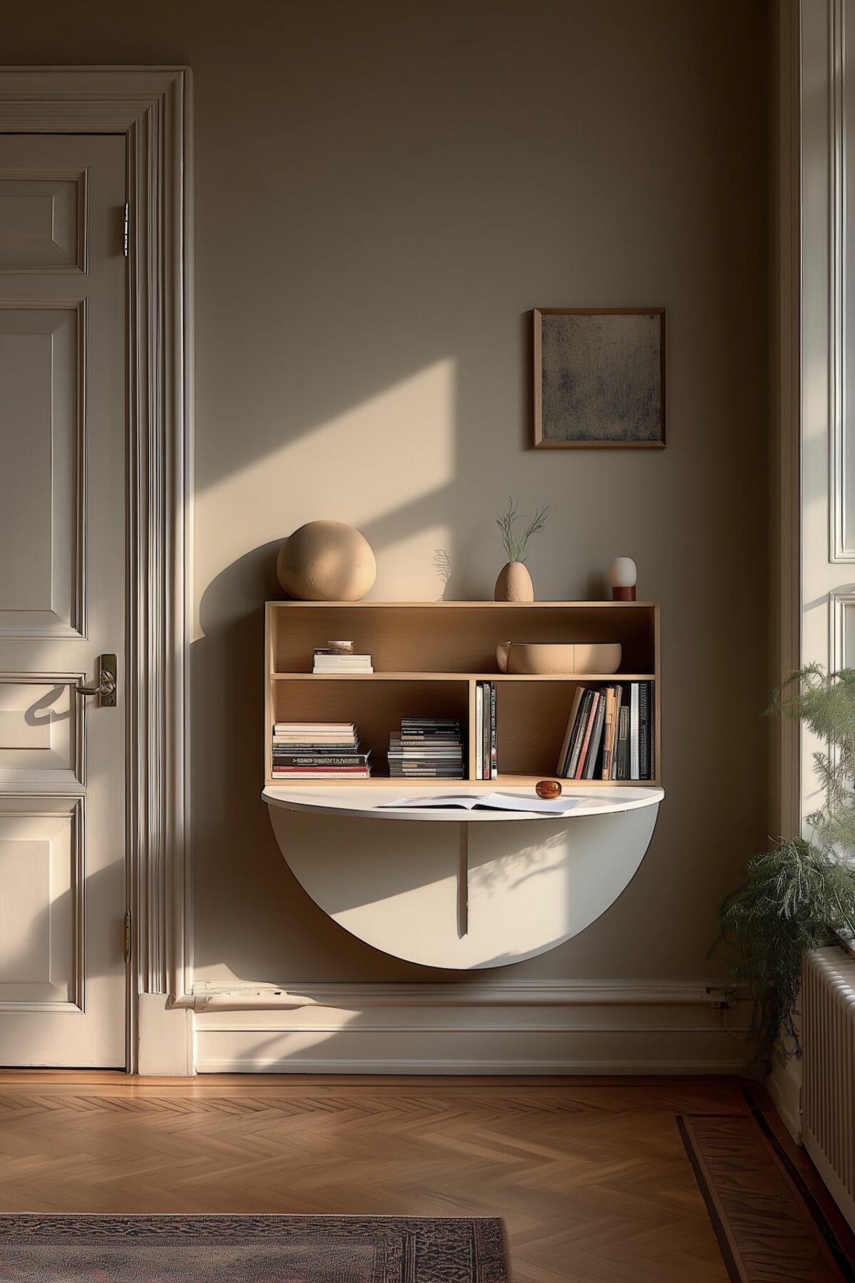 coin bureau salon mural rond disque