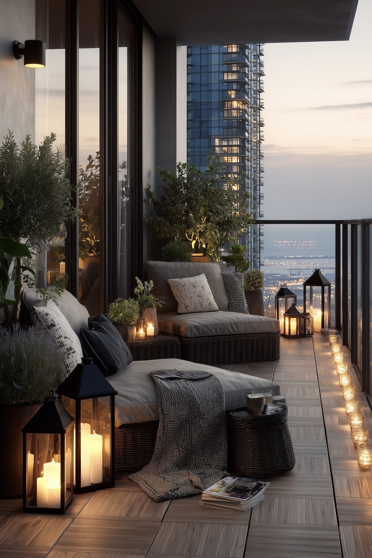 décorer espace extérieur moderne cosy lanterne au sol