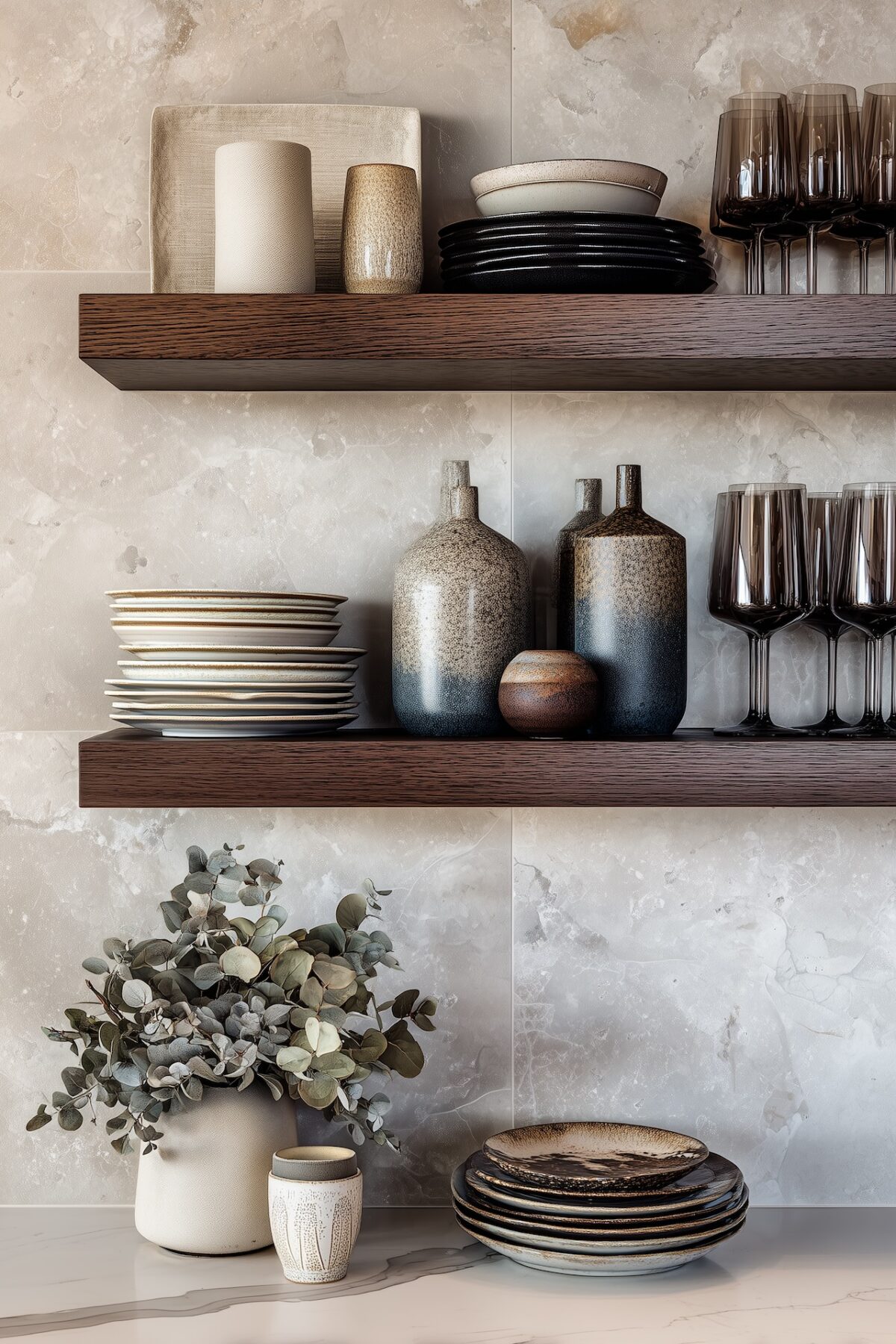 étagères cuisine vaisselle céramique artisanale