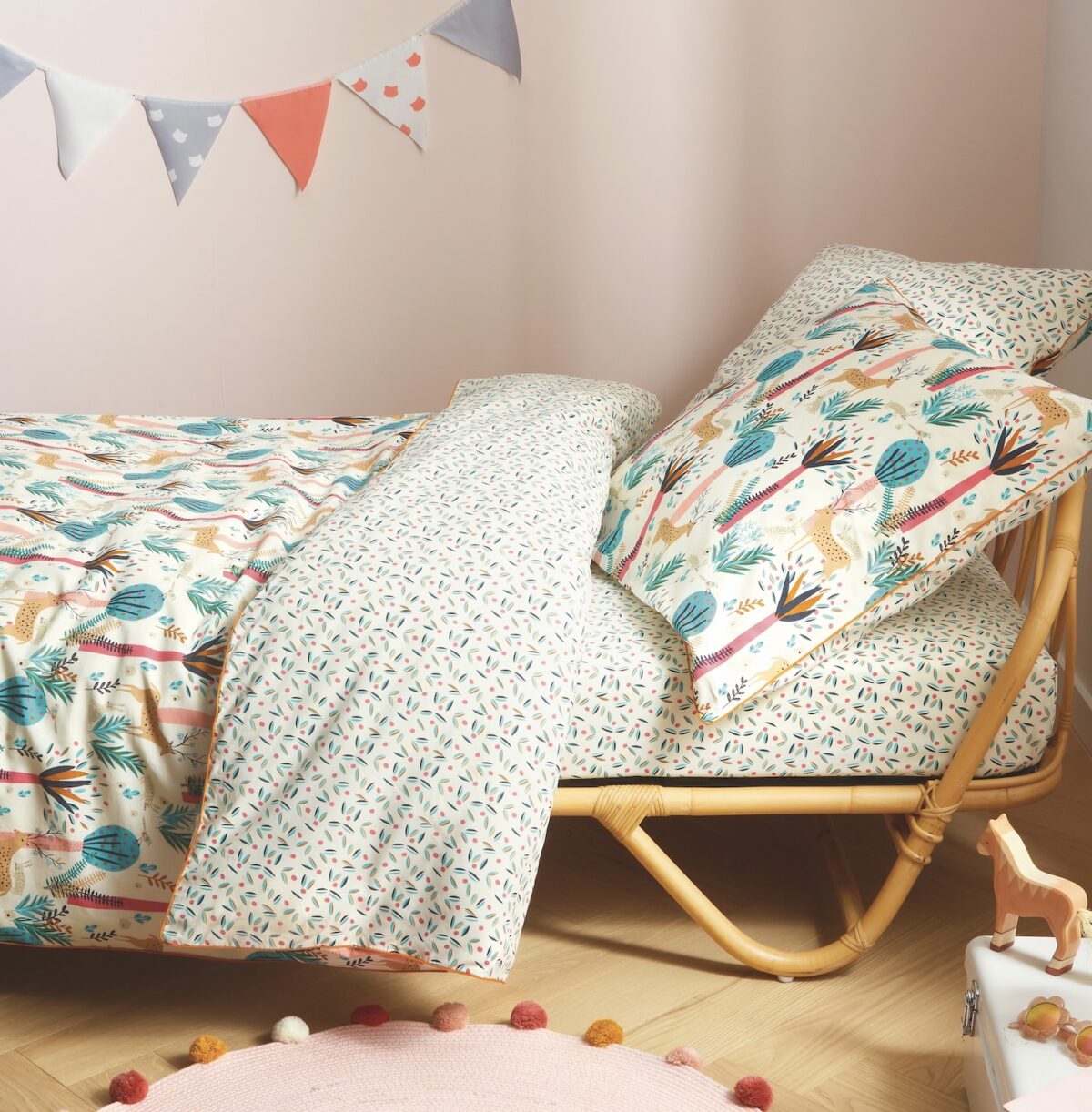 housse couette enfant forêt couleur pop fluo