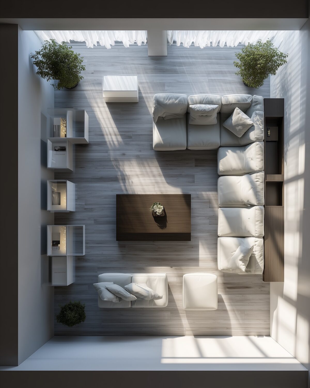 idée agencement salon carré modulable canapé