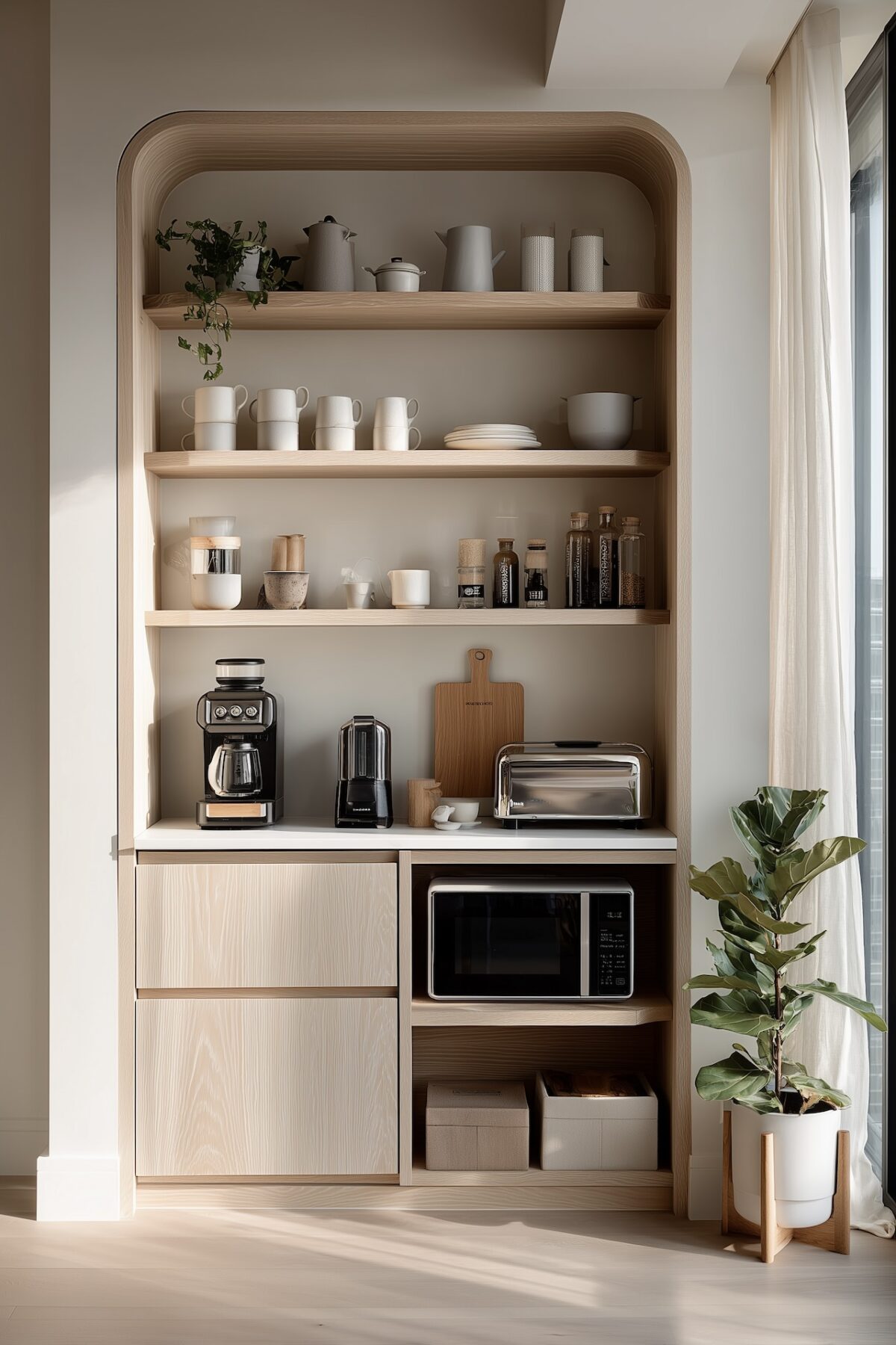 mini cuisine japandi aménagement hauteur