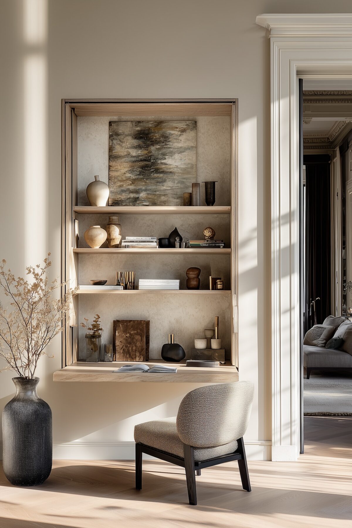 niche murale décorative bois céramique