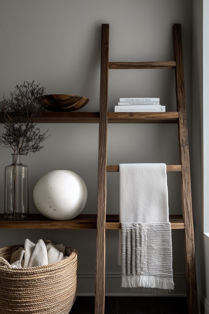 rangement décoratif écharpe linge wabi sabi