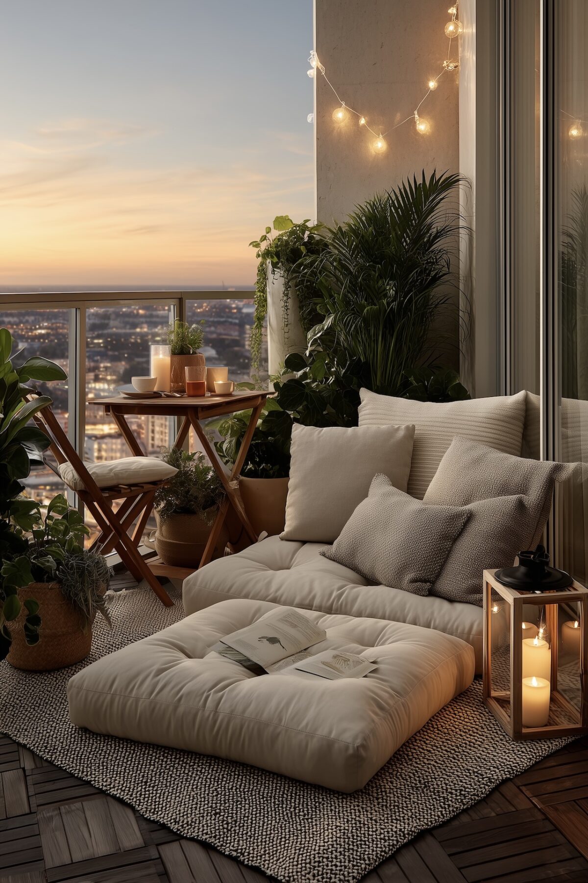 rooftop idée aménagement cosy canapé sol matelas