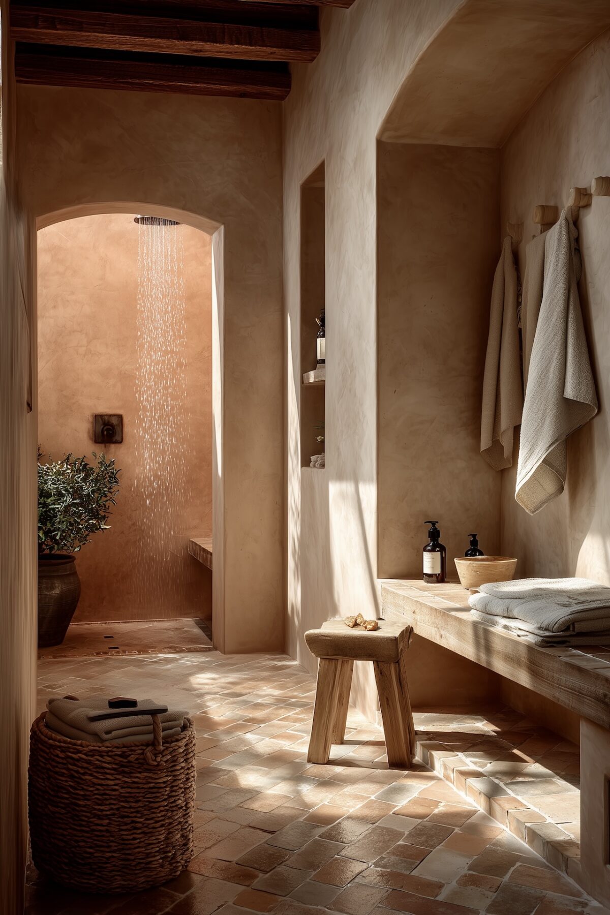 salle de bain méditerranéenne enduit naturel