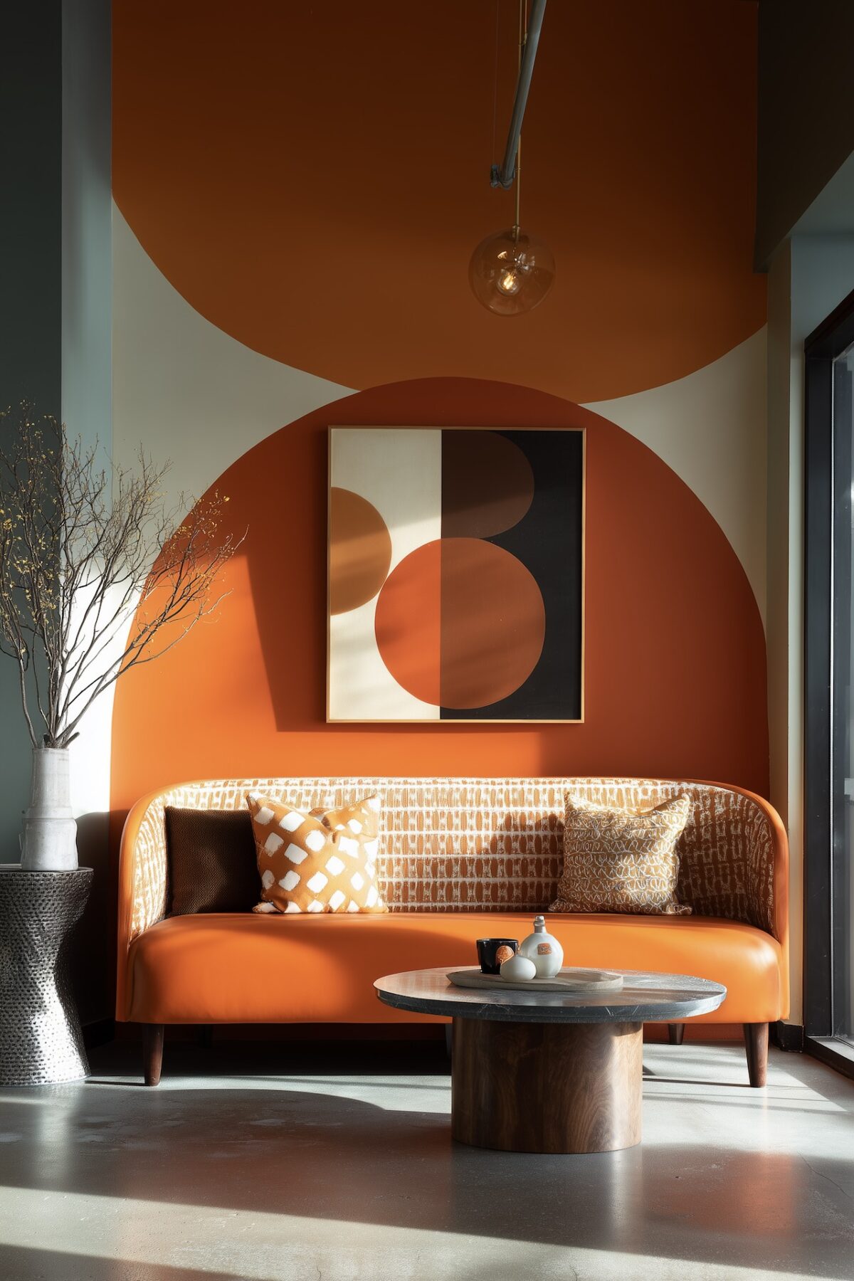 séjour orange inspiration années seventies