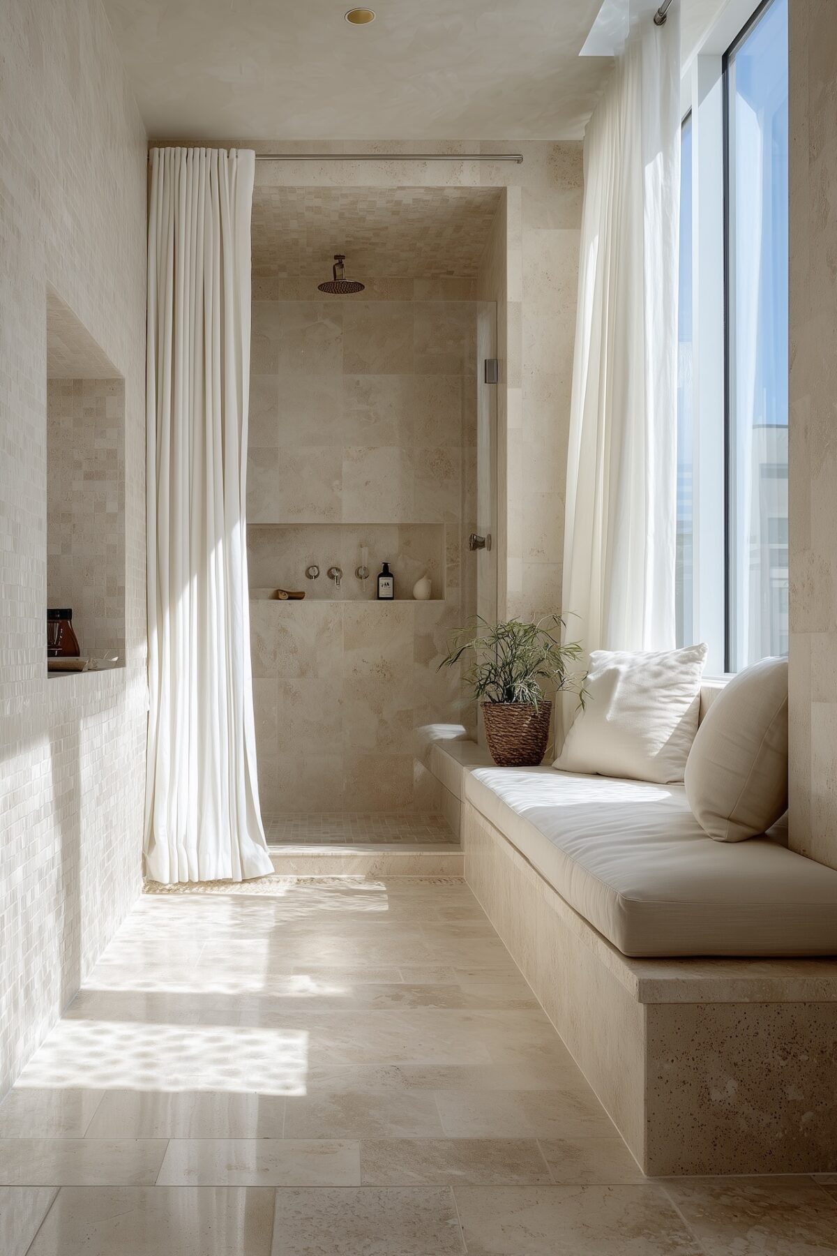 zellige pose entretien salle de bain beige