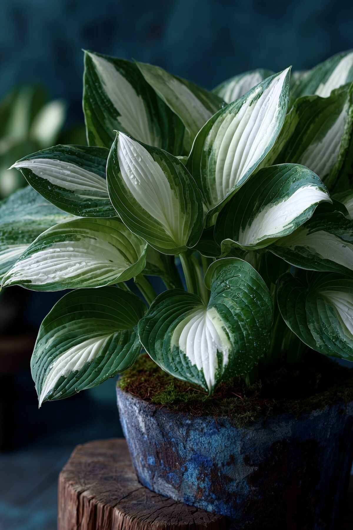 hosta panache en pot feuillage graphique décoratif