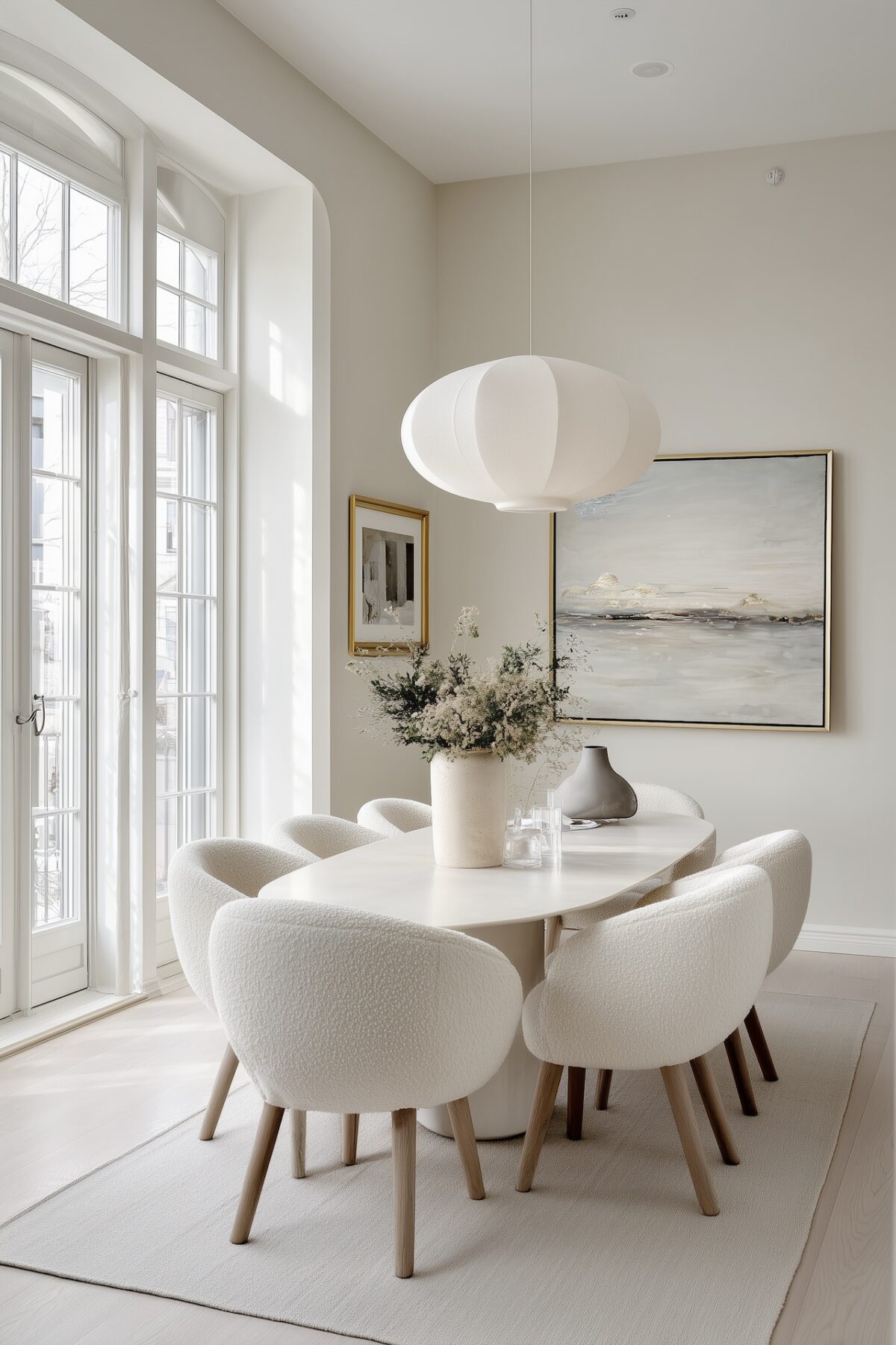 idée décoration salle à manger écru blanc cassé hygge