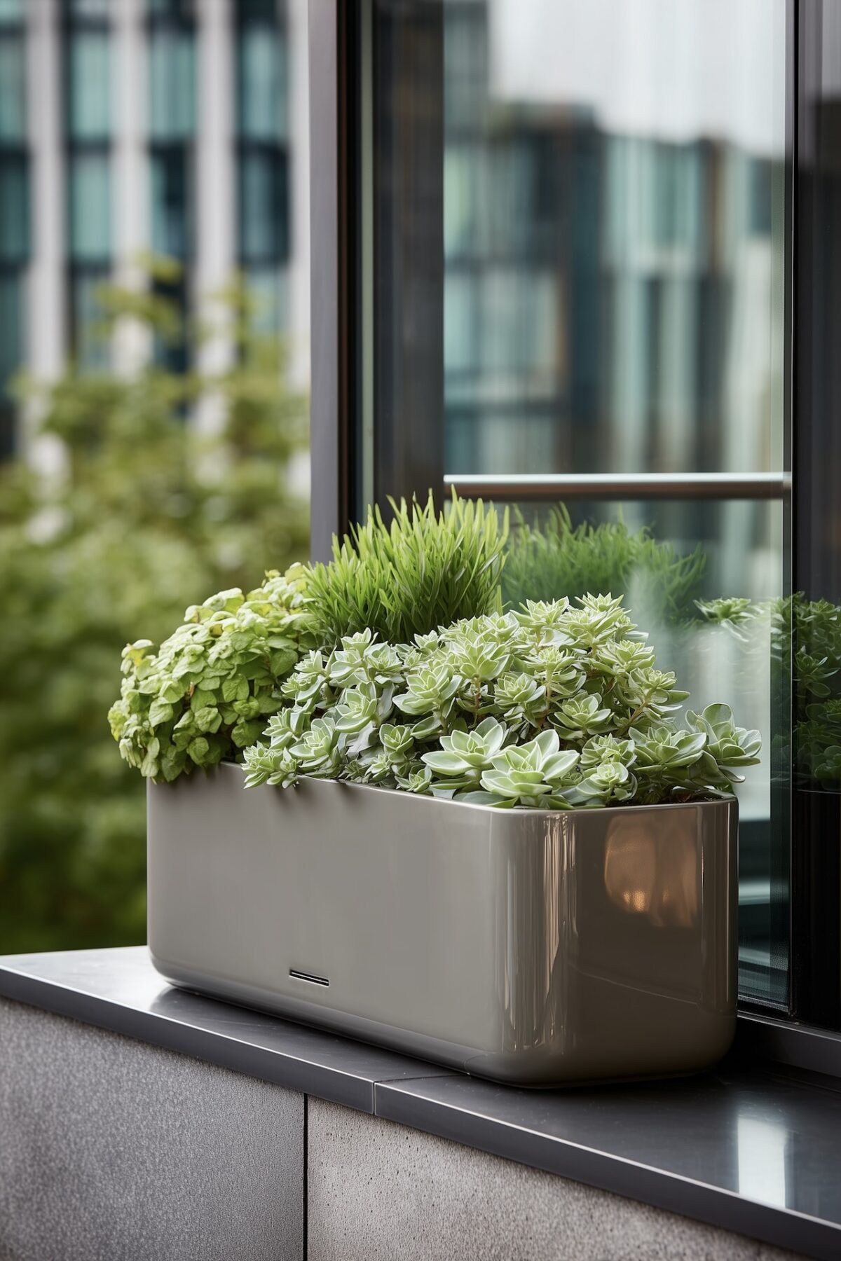 jardinière auto arrosante plantes vertes balcon urbain