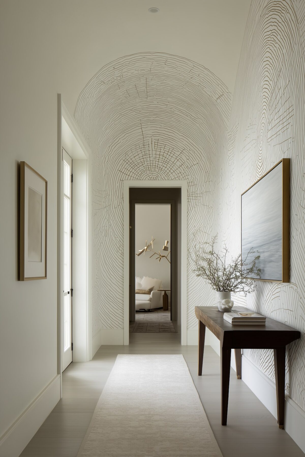 papier peint illusion bois matière petite entrée déco zen