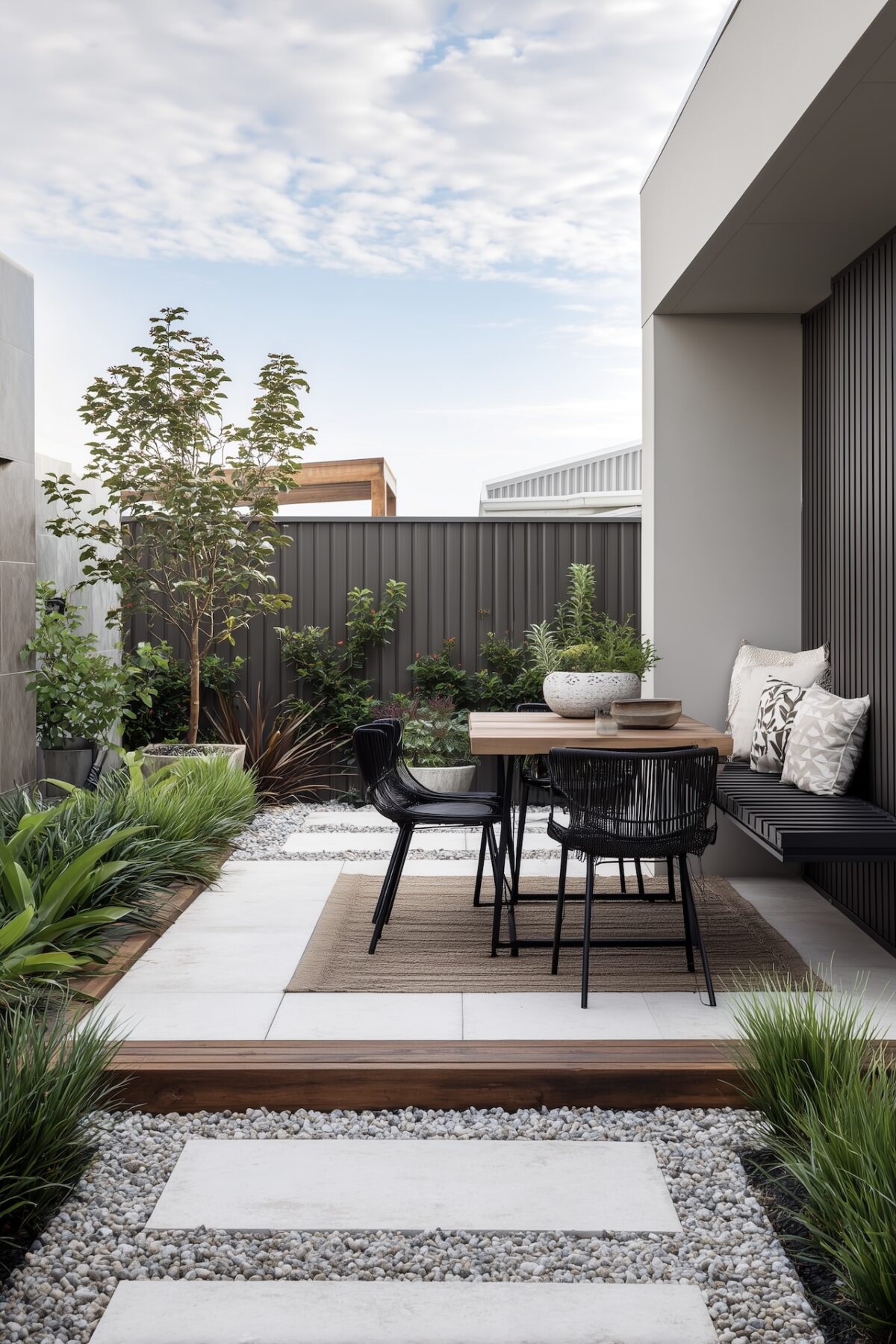 petit jardin moderne cloture occultante composite