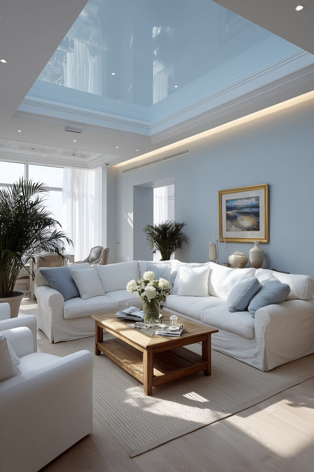 plafond bas peinture lumineuse trompe l'oeil astuce architecte