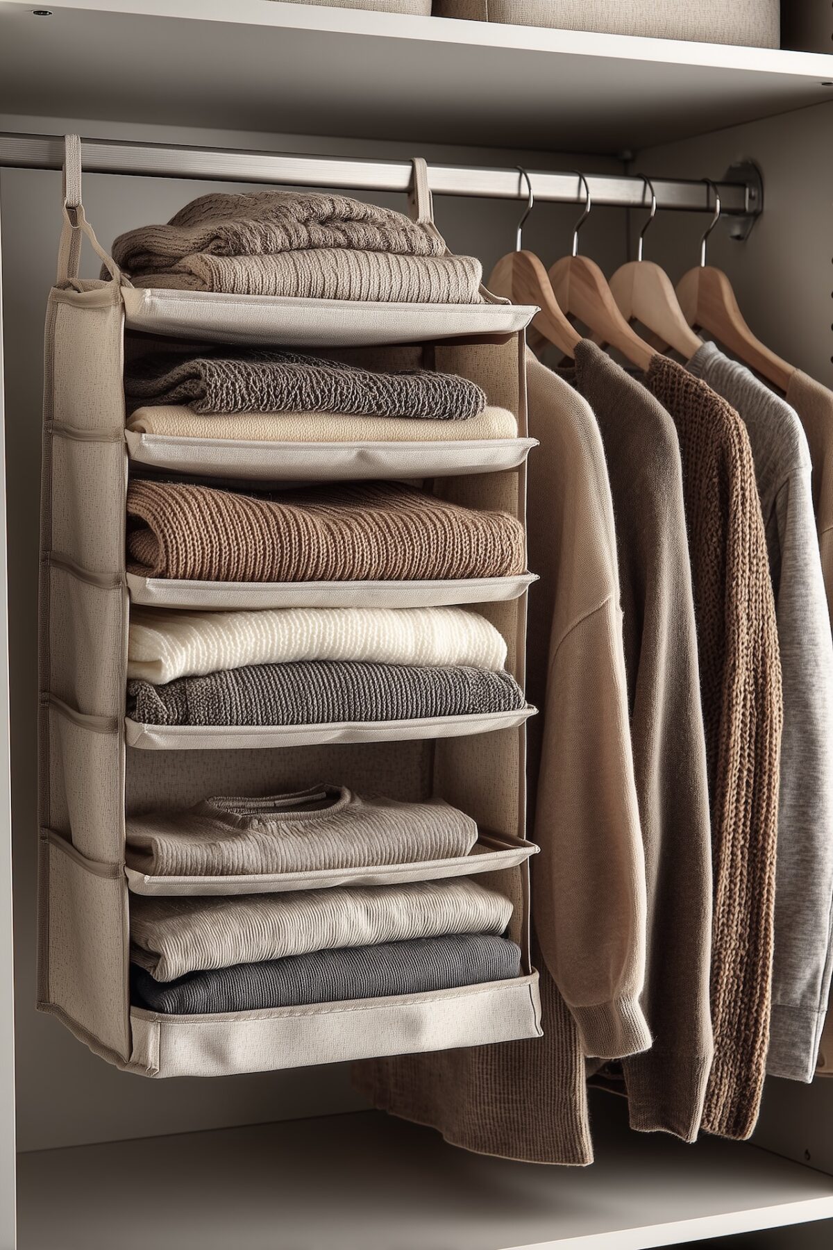 rangement dressing suspendu panier tringle organisation