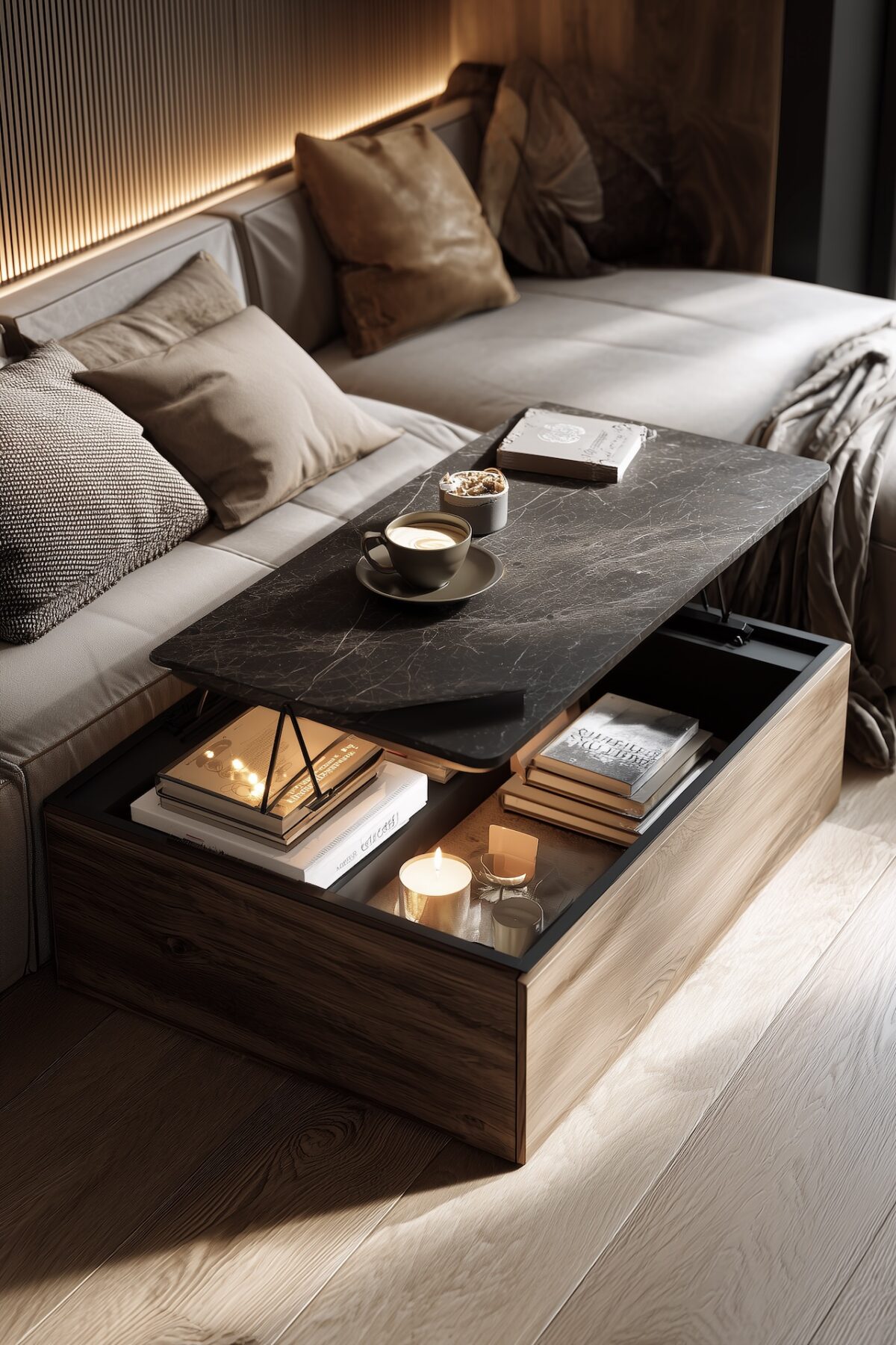 table basse coffre bois rangement multifonction