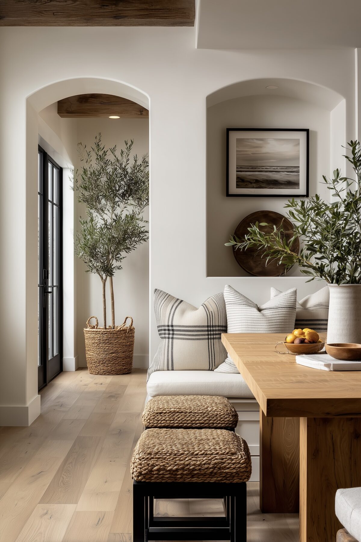 tabouret paille bois noir empilable design Ligne Roset