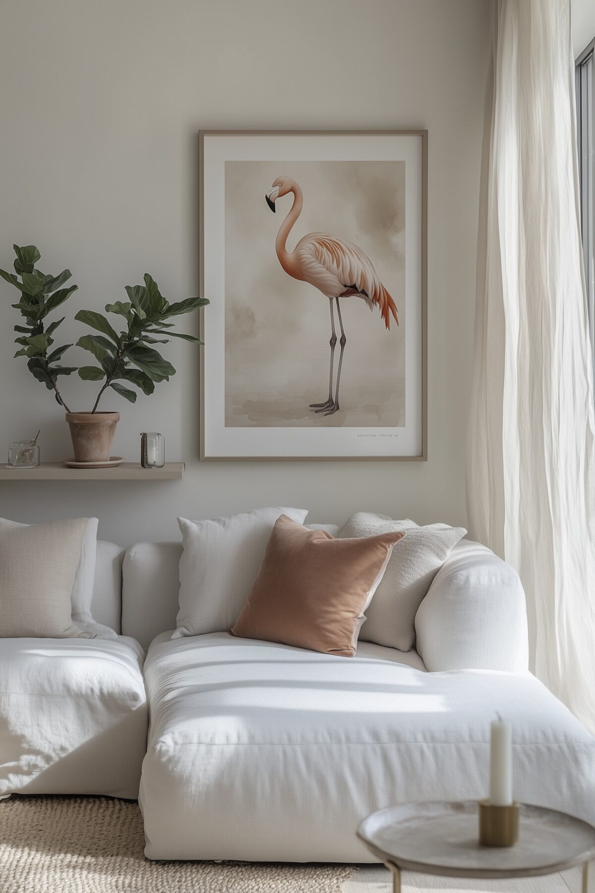 affiche flamant rose vintage déco scandinave cosy