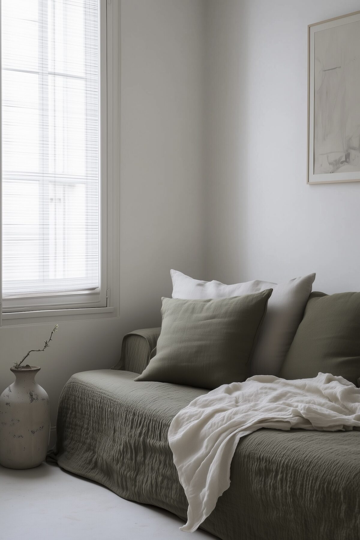 canapé convertible lin kaki blanc cosy bz