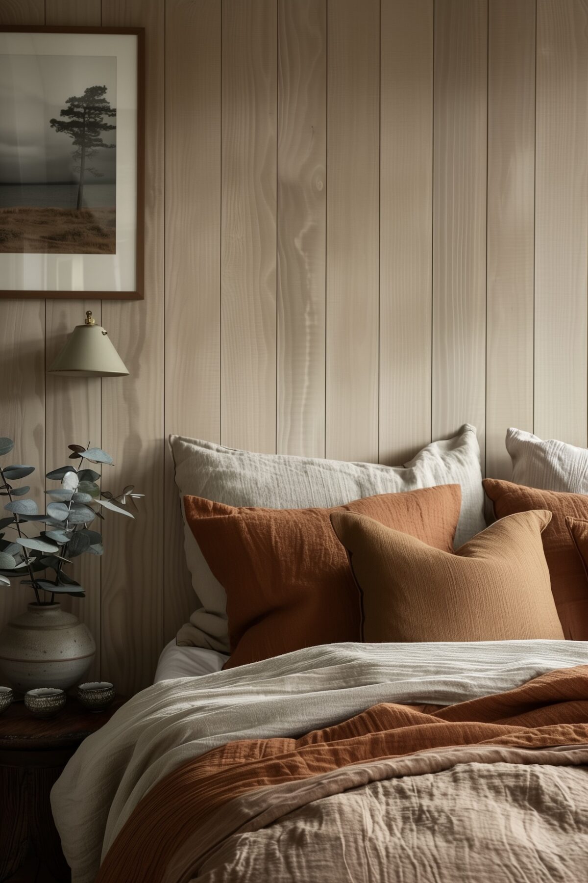 chambre mur lambris bois clair décoration campagne