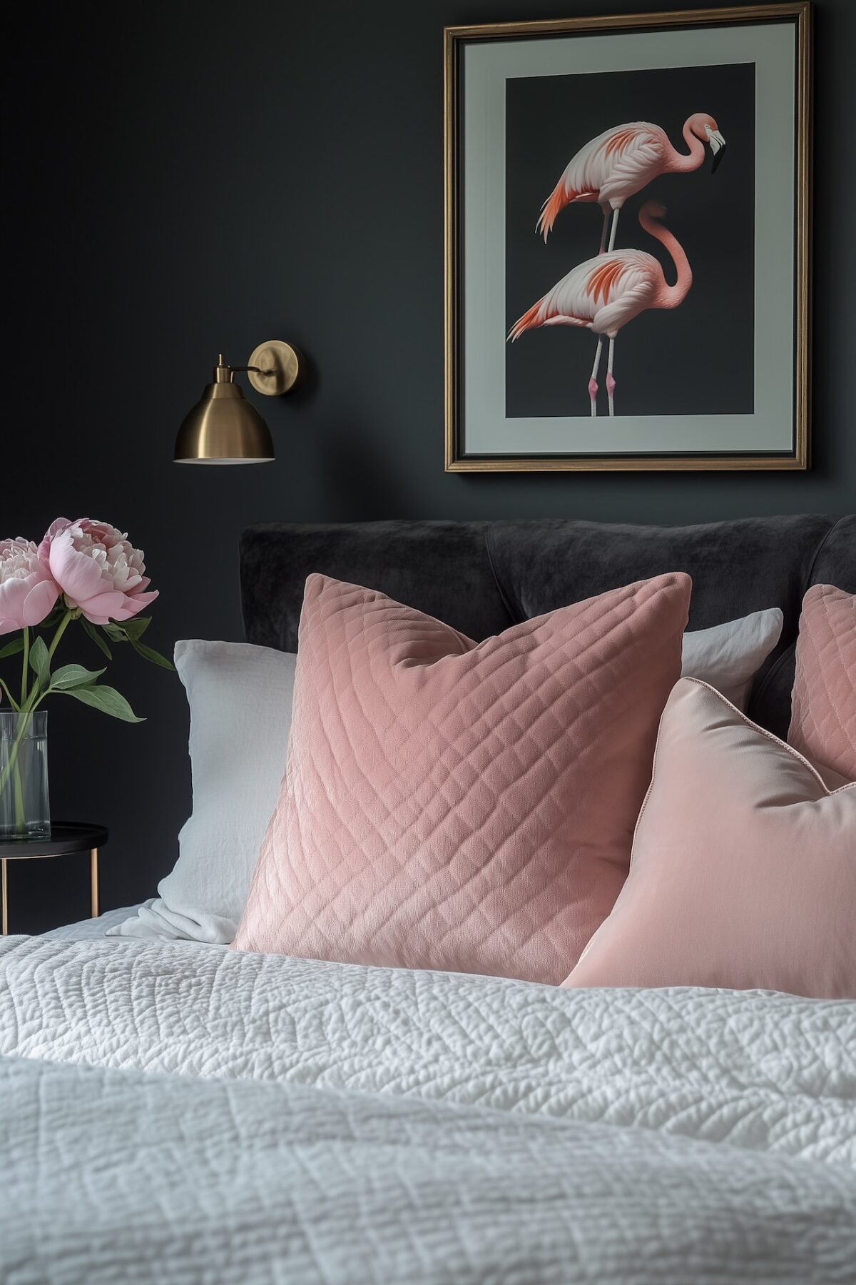 chambre velours noir rose blanc boudoir