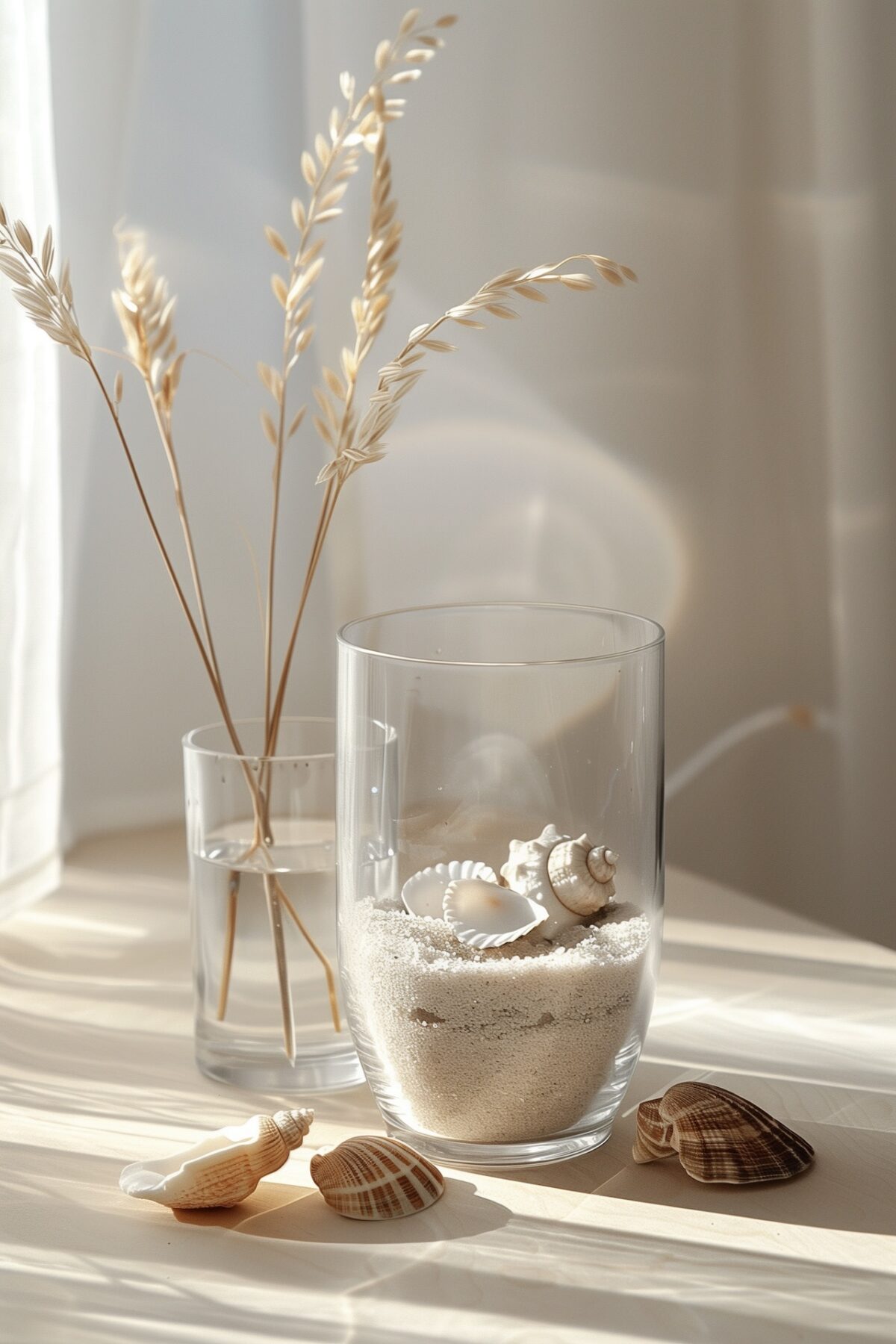 déco mer minimaliste vase sable coquillages ambiance été chic