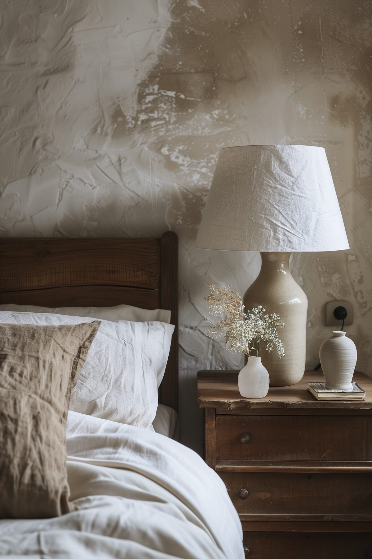 lampe céramique vintage abat-jour lin