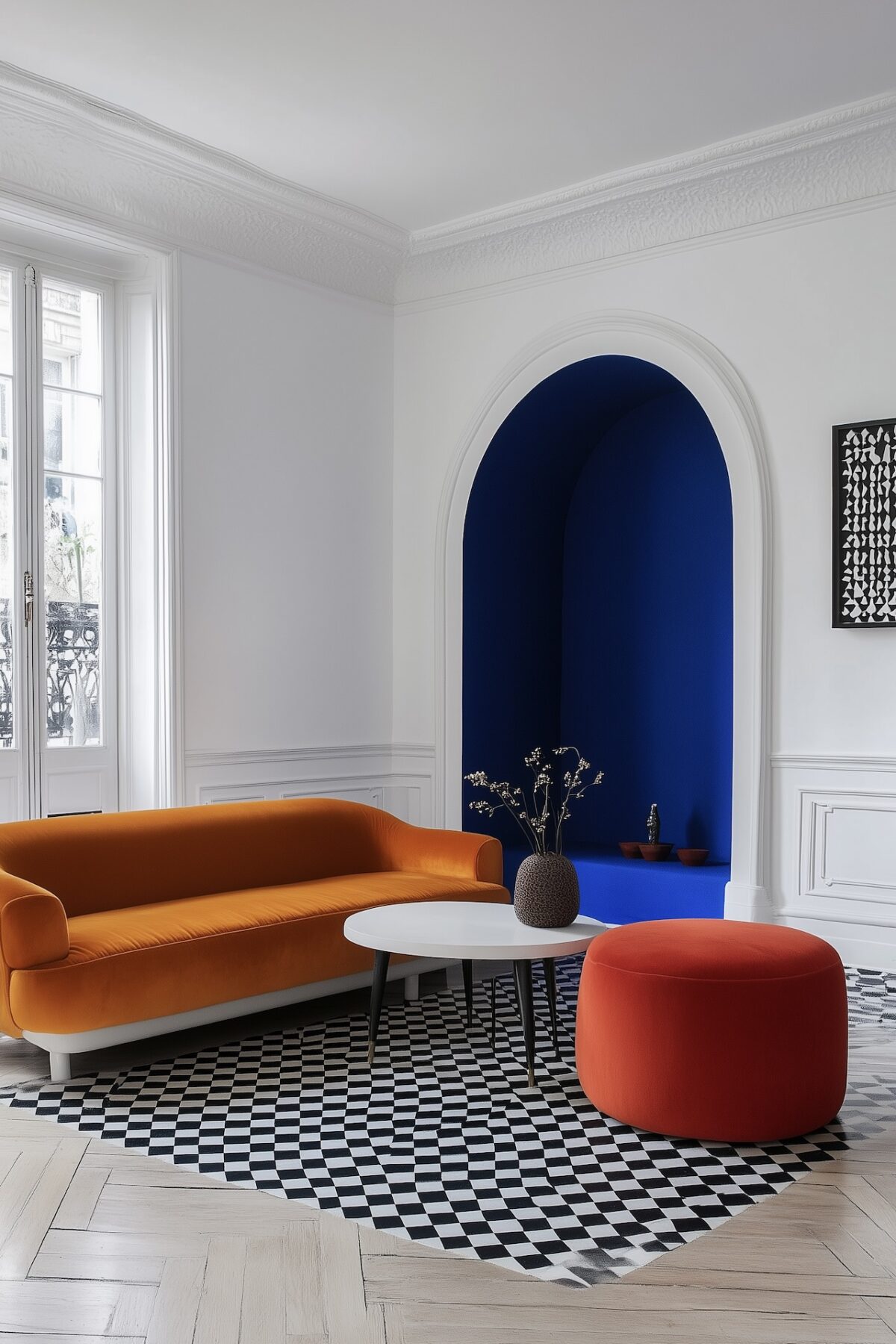 optimisation circulation petit salon parisien couleurs pop