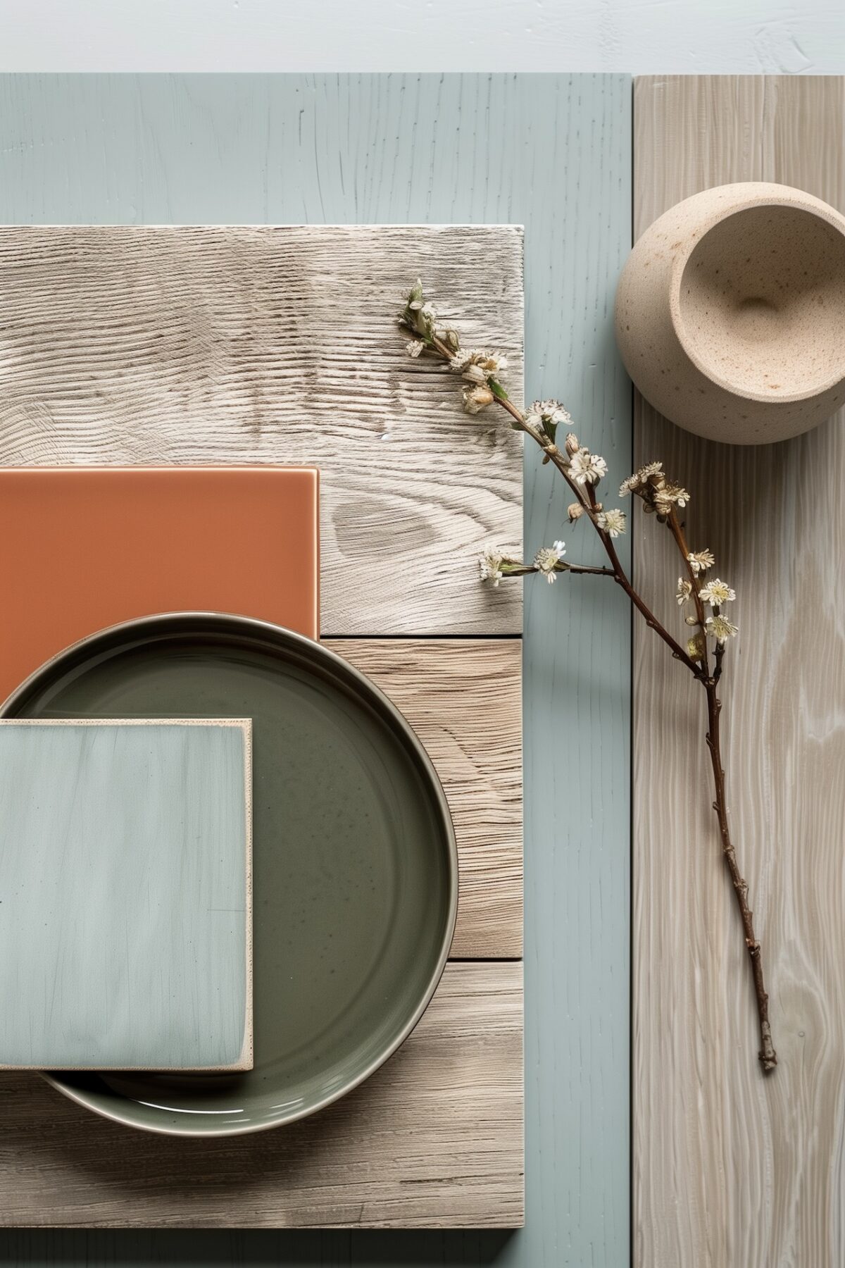 palette nordique matériaux rénovation sauge terre bois
