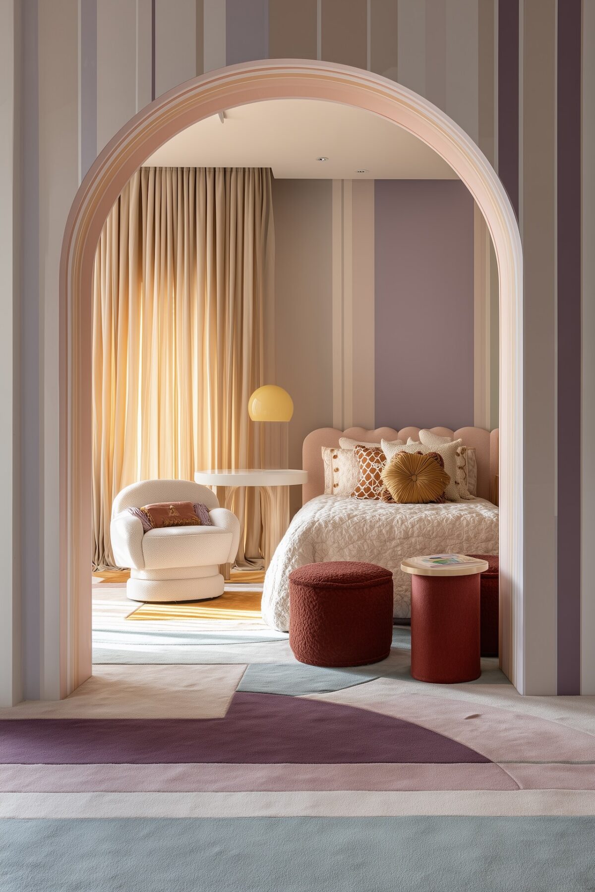 chambre enfant arche rayures pastel déco design tendance