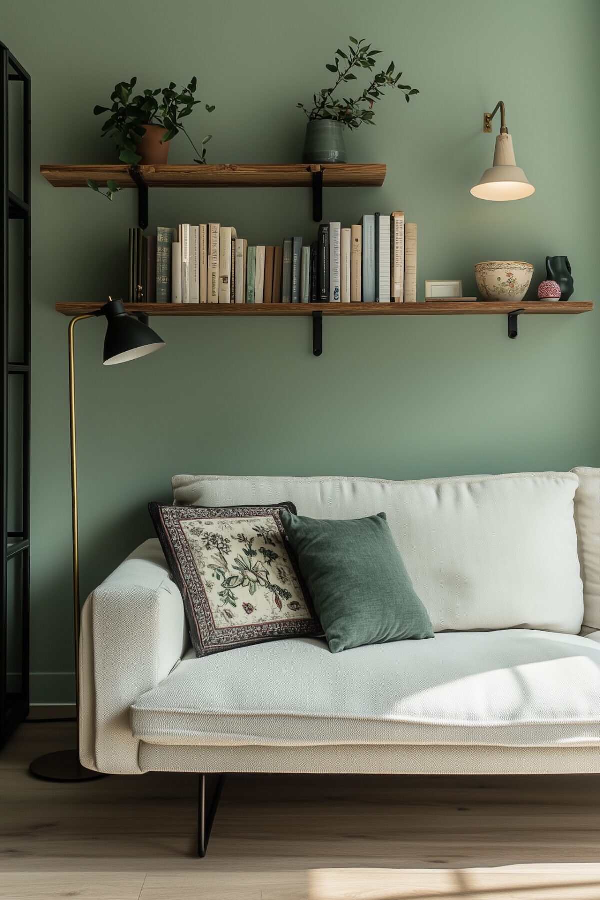 idée déco optimisation espace canapé étagère