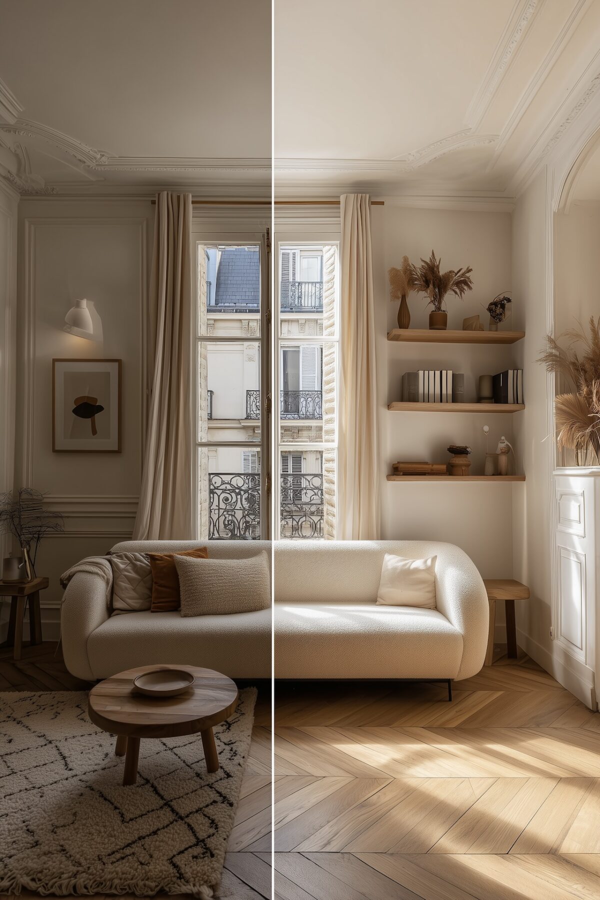 petit salon optimisé photos avant après Paris architecte intérieur