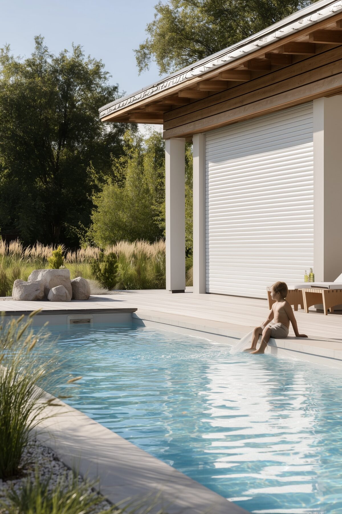sécurité piscine volet fermé ouvert enfant jardin-famille