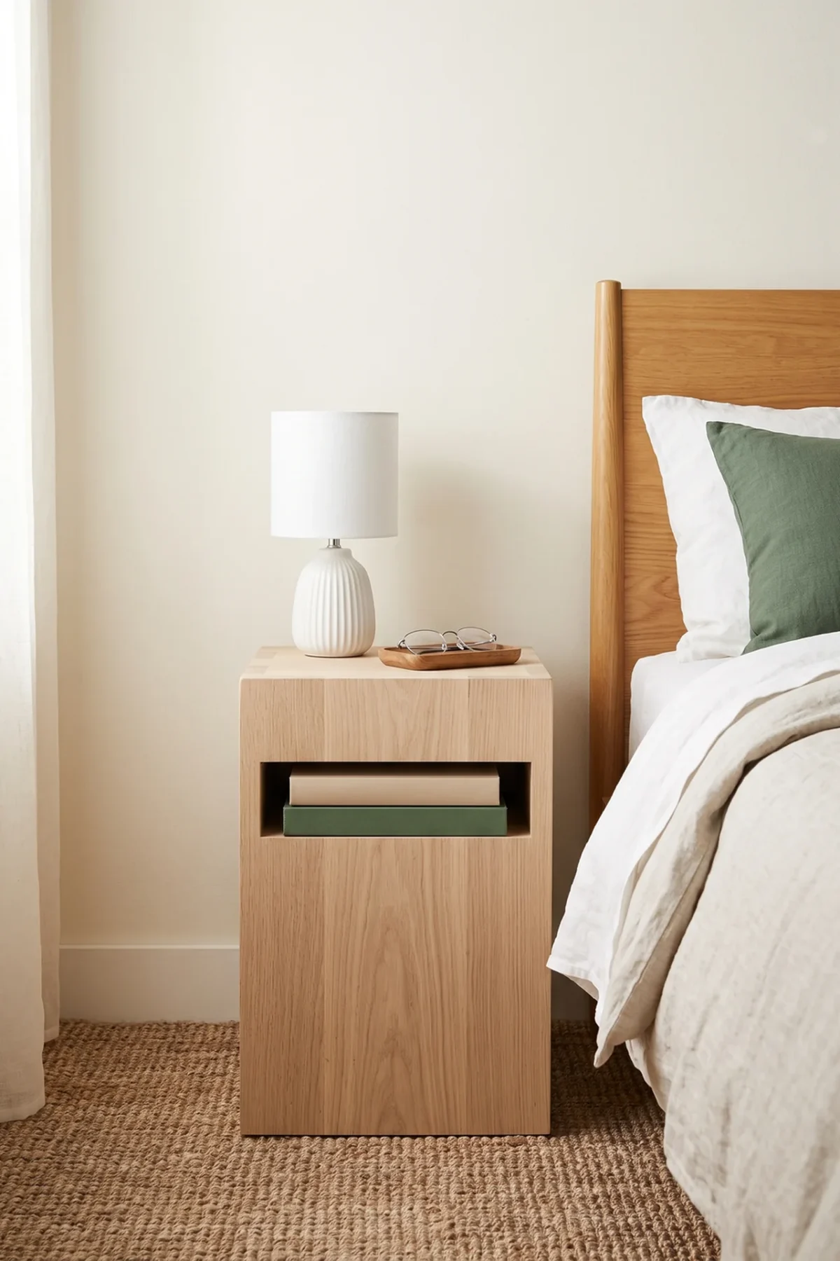 Cube en bois avec rangement pour les livres