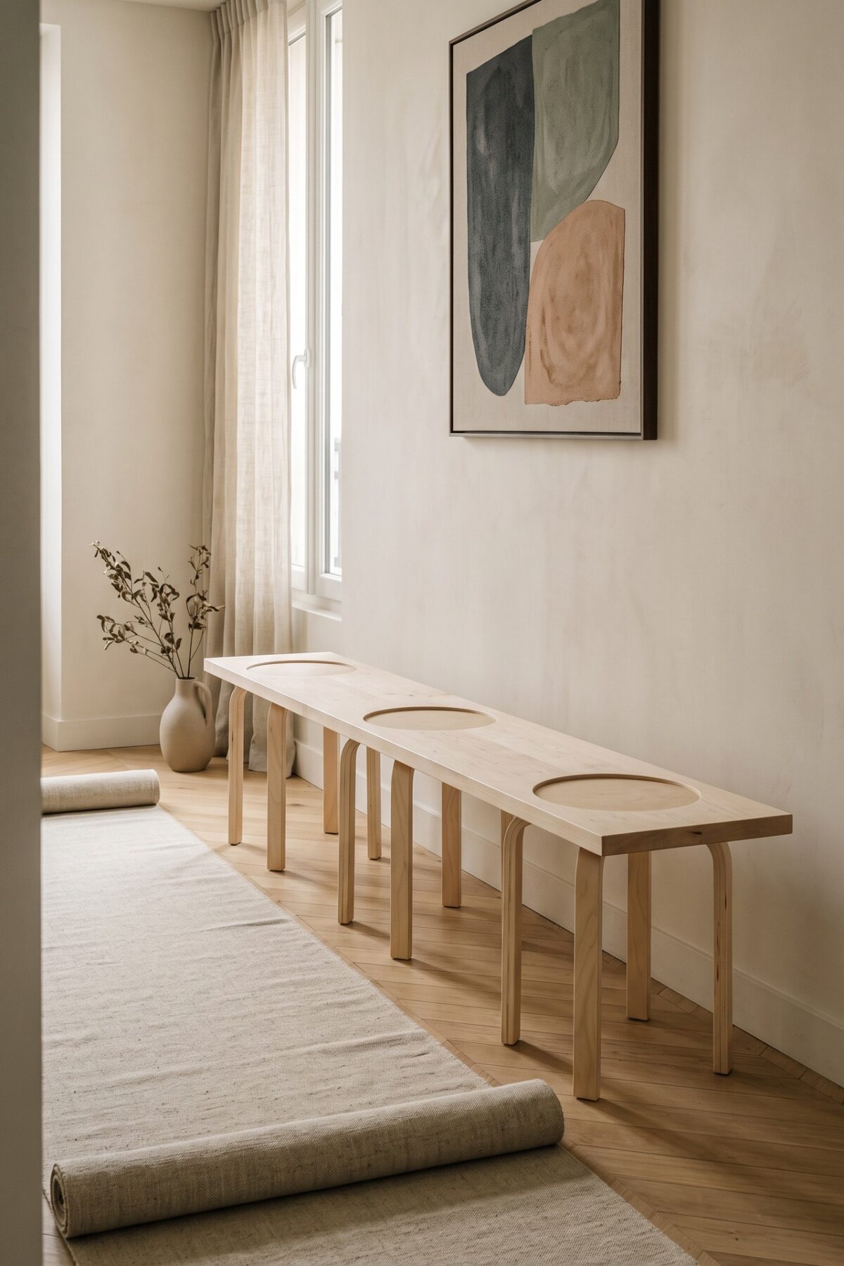 Tabourets Frosta IKEA transformés en banc en bois