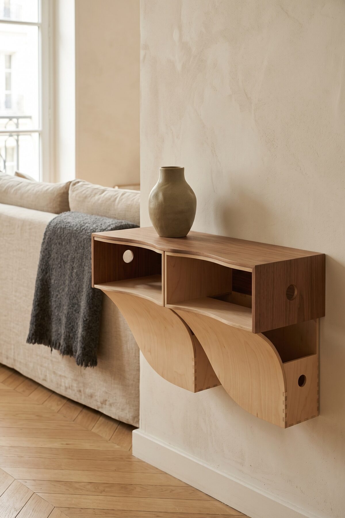 Rangements Knuff IKEA transformés en console de rangement en bois