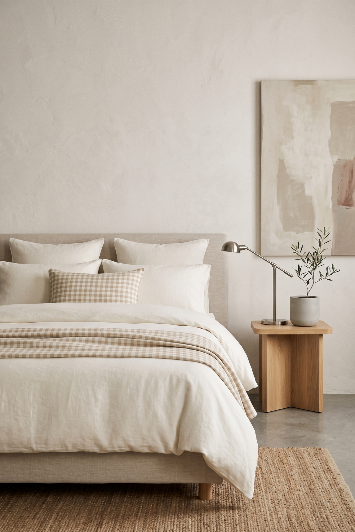 linge de lit vichy chambre contemporaine