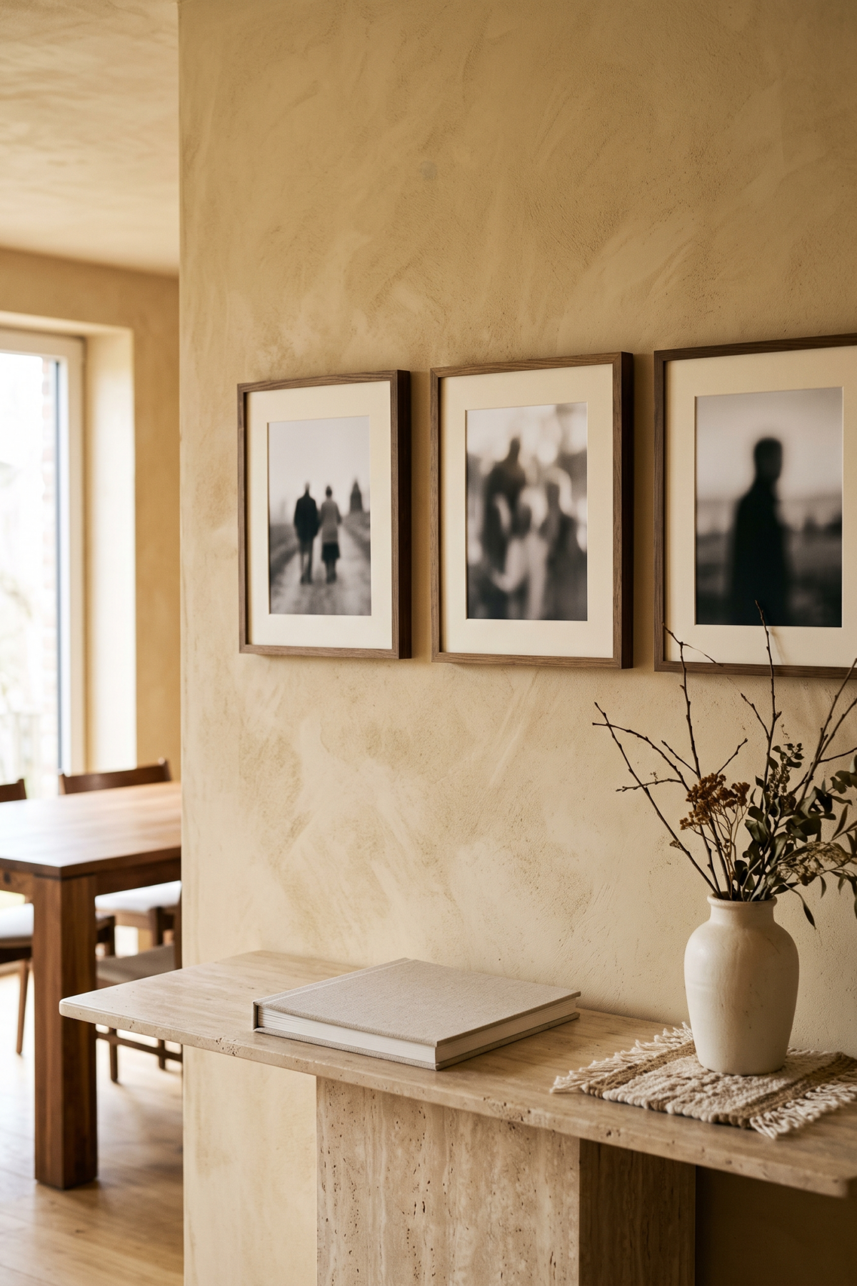 Album et cadres de photos de famille dans un intérieur chaleureux